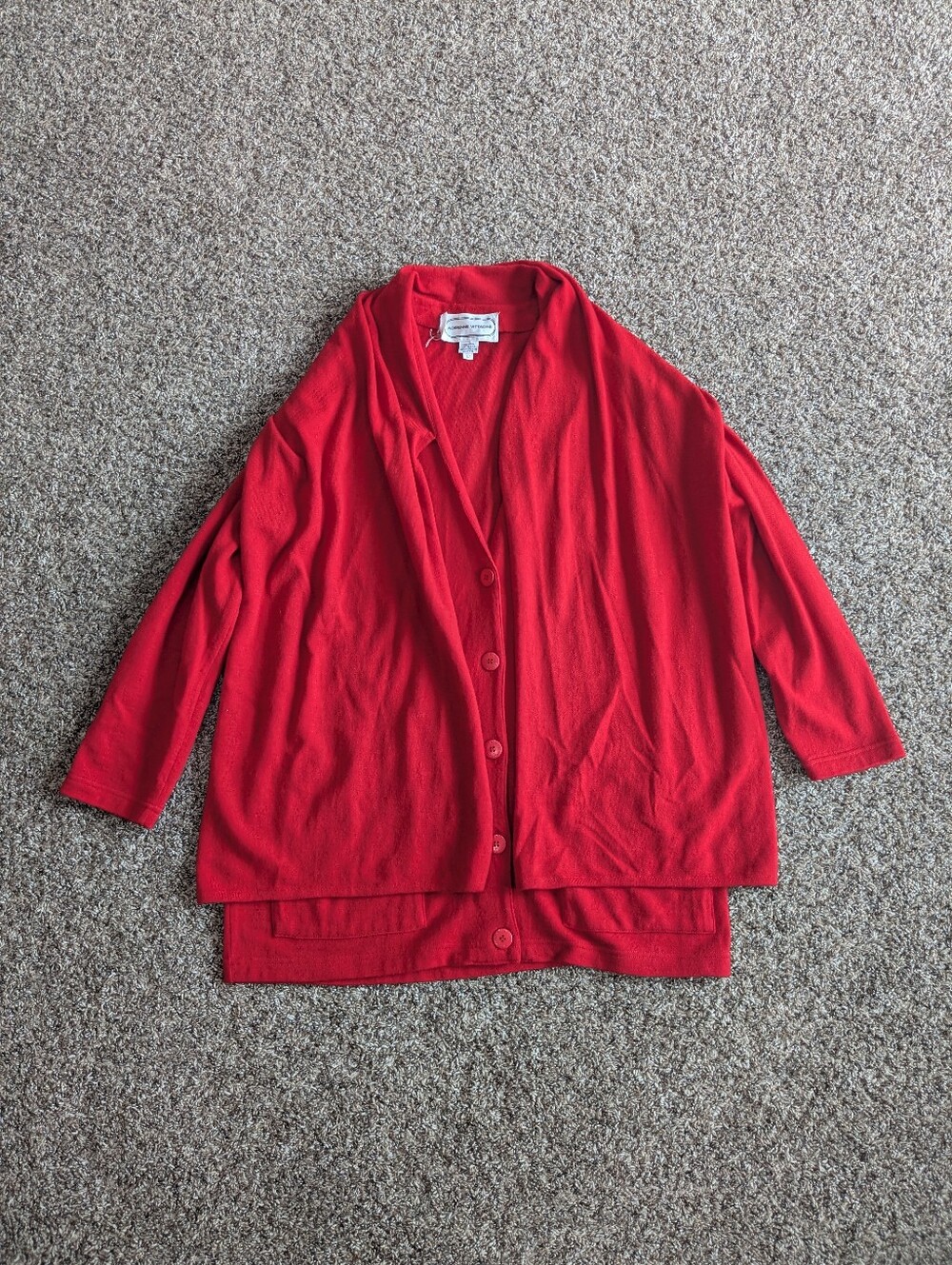 Adrienne Vittadini 100% Wool Cardigan Sweater Size Large Red